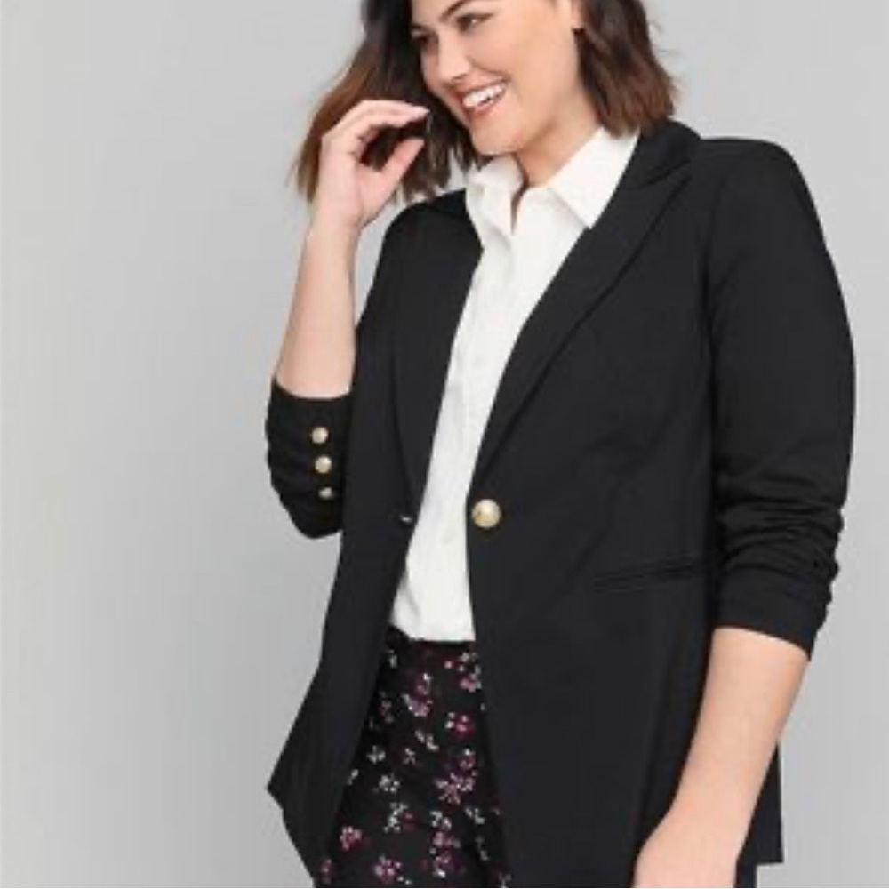 Lane Bryant Navy Blue Plus Size Bryant Blazer Size 16 with Gold Buttons